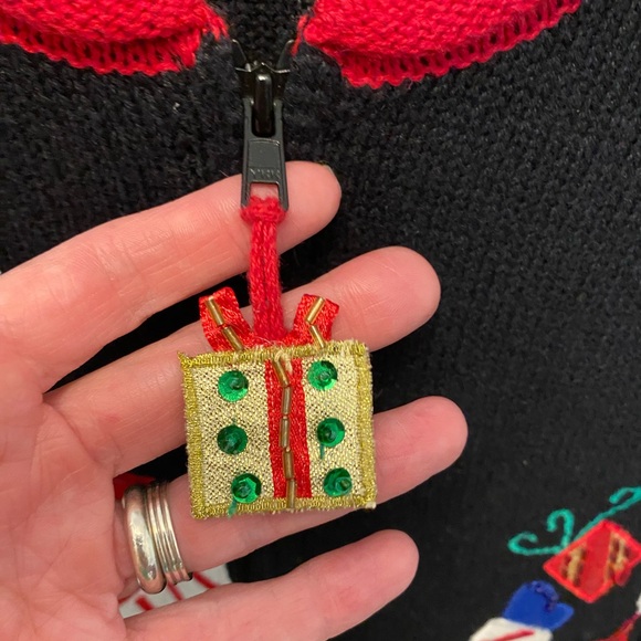 Vintage Carolina Colours Embroidered Santa Christmas Full Zip Sweater Cardigan M - Picture 3 of 10